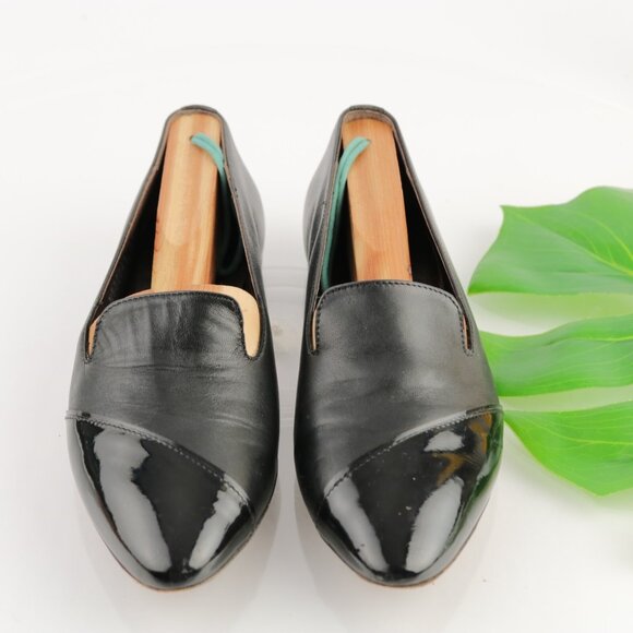 AGL Womens Loafer Size 37 7 Black Leather Pointed Cap Toe SlipOn Flat Shoe Italy - Picture 11 of 11